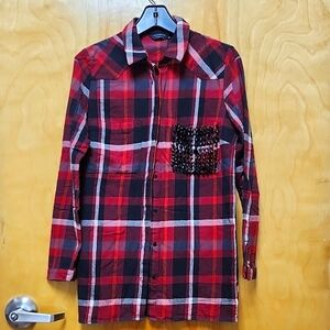 ElevenParis Size S 36EU plaid flannel button down shirt NWoT